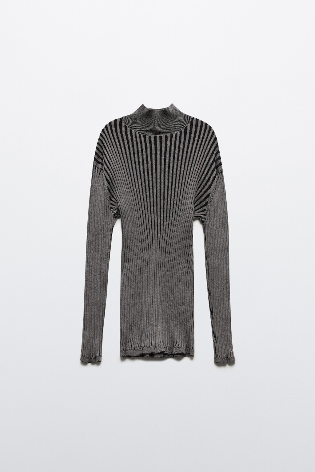 Свитер-бадлон вязаный облегающий - цвет серый - 8