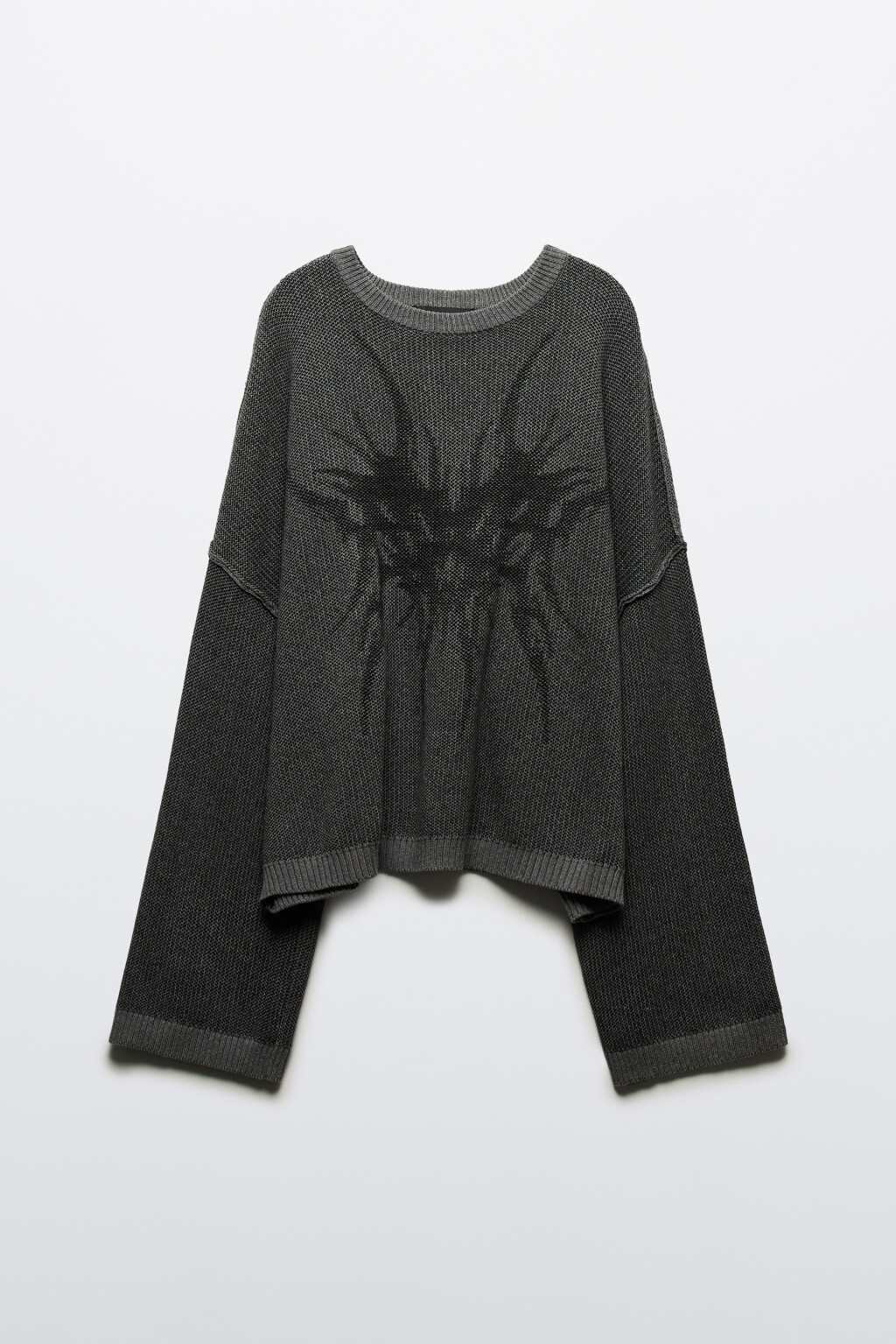 Джемпер вязаный свободный в стиле гранж - цвет серый - 8
