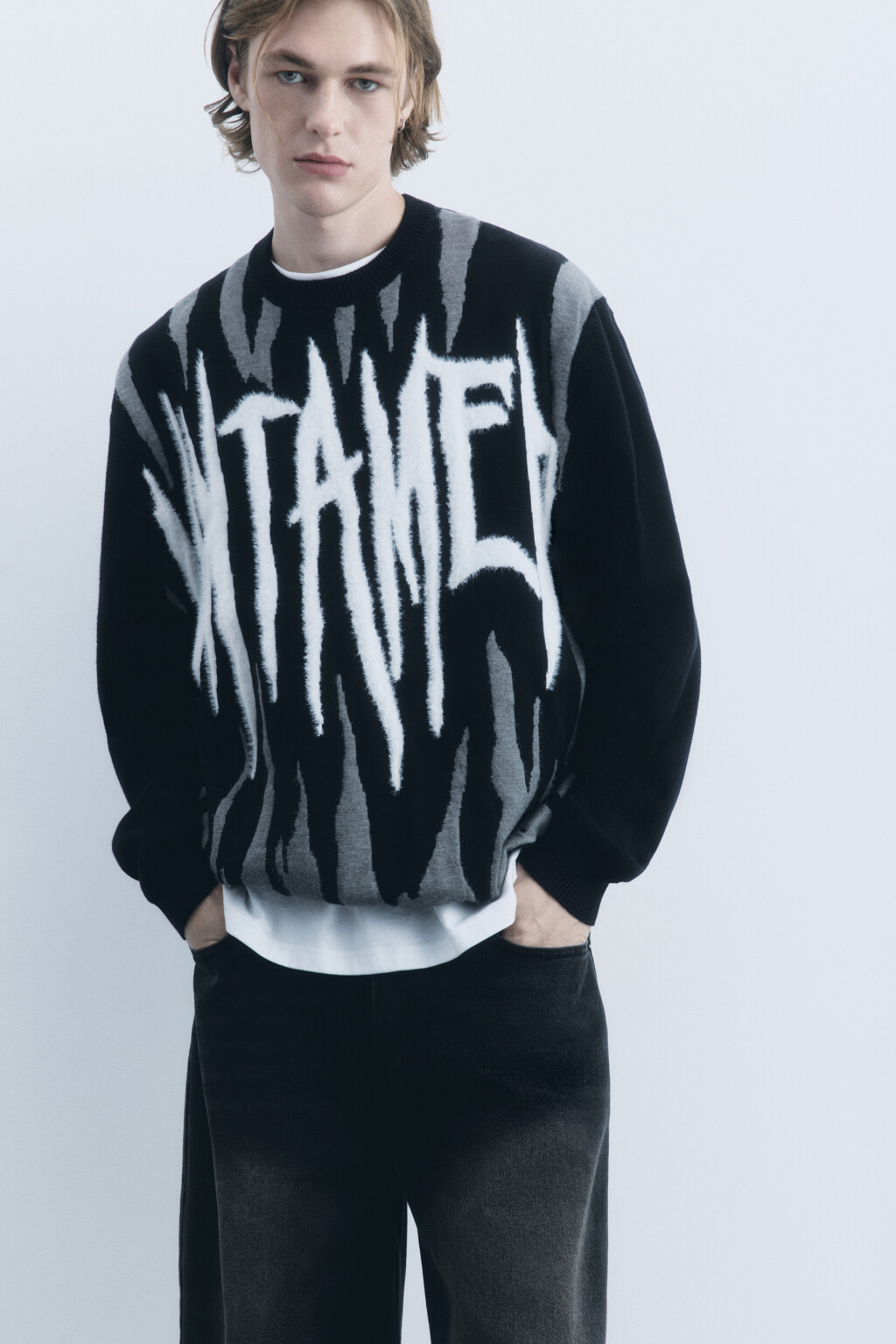 Джемпер вязаный вискозный с принтом - цвет мультиколор - 2