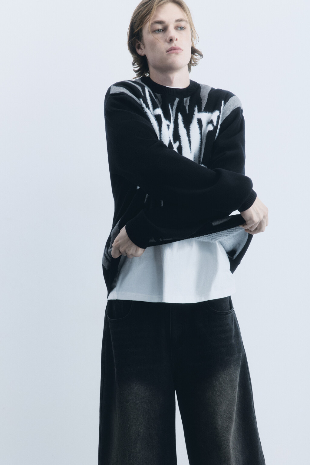 Джемпер вязаный вискозный с принтом - цвет мультиколор - 3