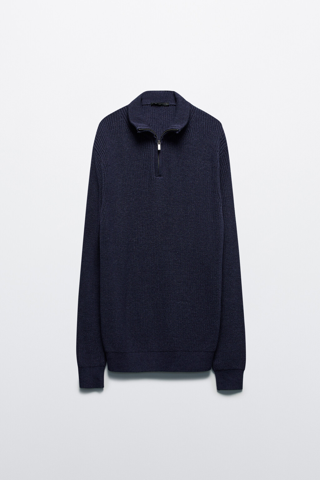Свитер half-zip вязаный с воротником-стойкой - цвет голубой - 9