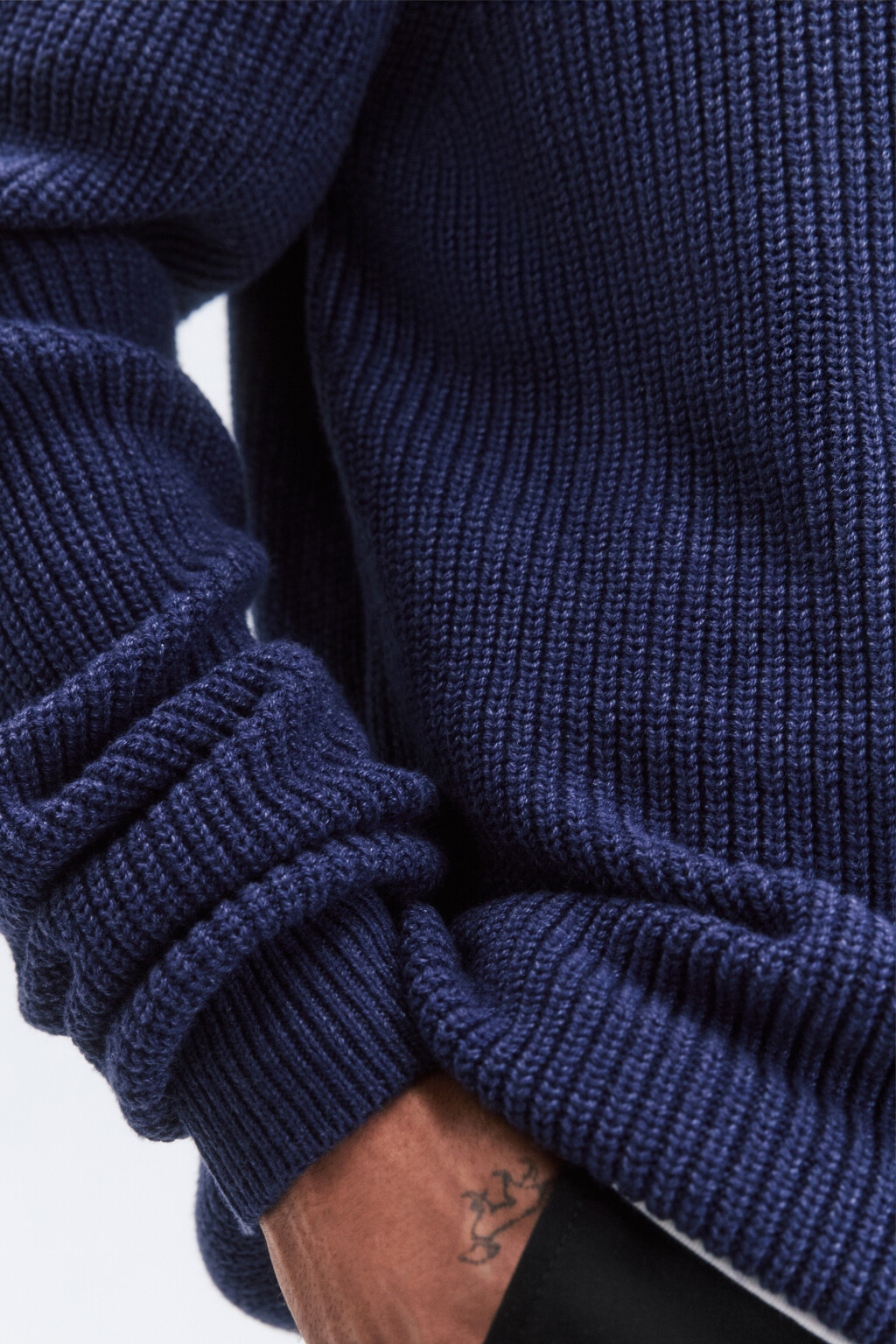 Свитер half-zip вязаный с воротником-стойкой - цвет голубой - 8
