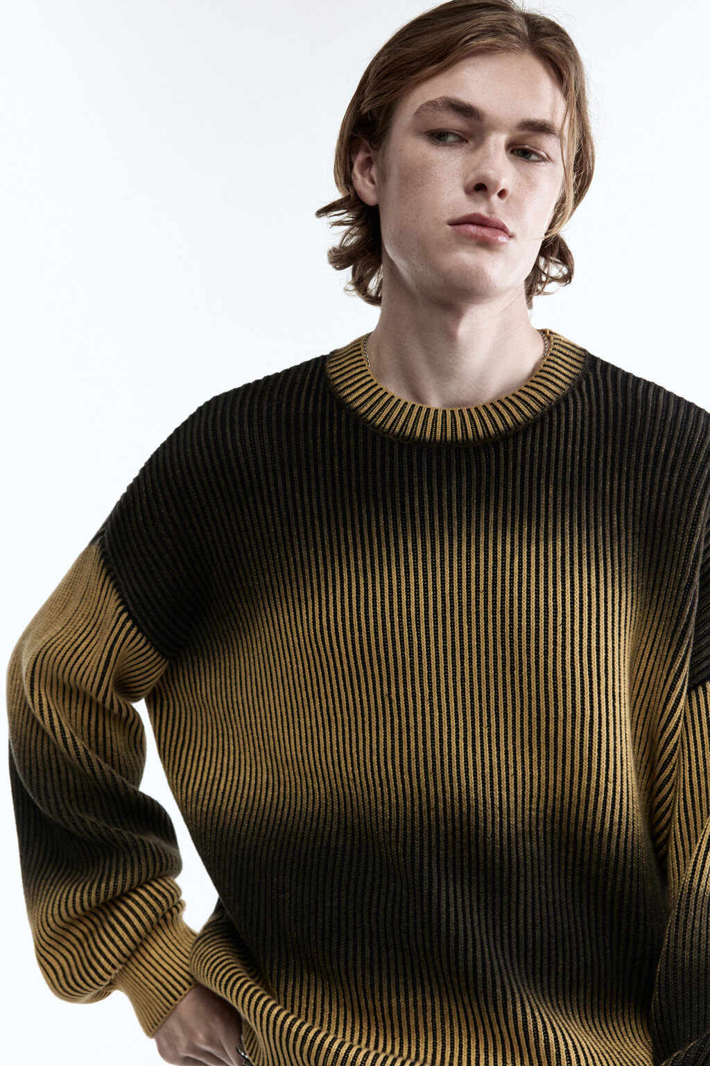 Джемпер вязаный с абстрактными полосками - цвет желтый - 2