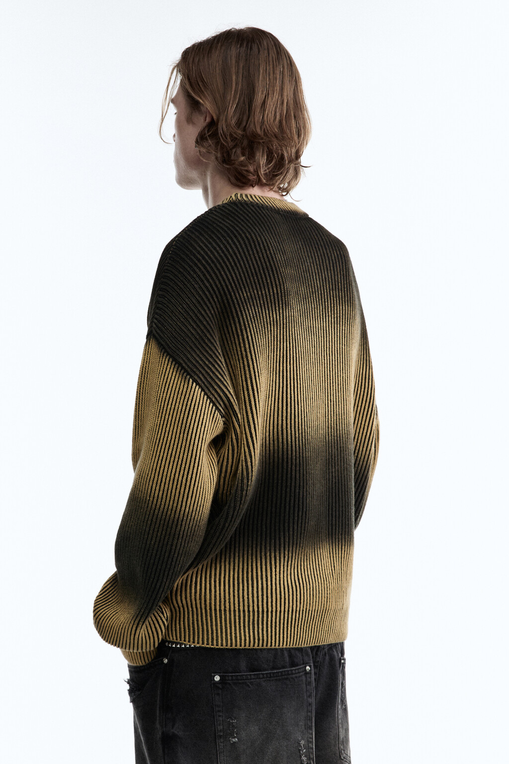 Джемпер вязаный с абстрактными полосками - цвет желтый - 5