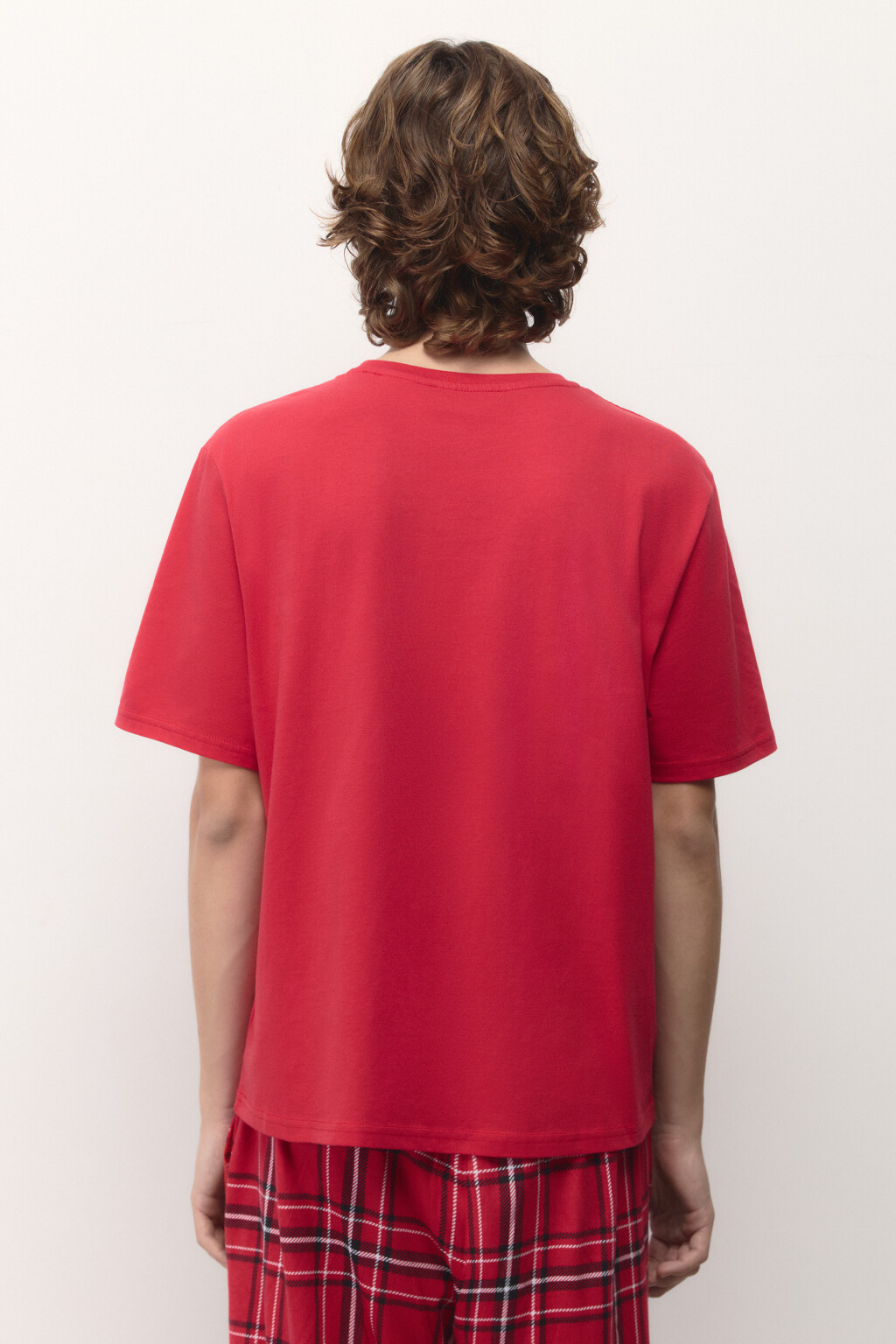 Футболка хлопковая с новогодним принтом - цвет красный - 4