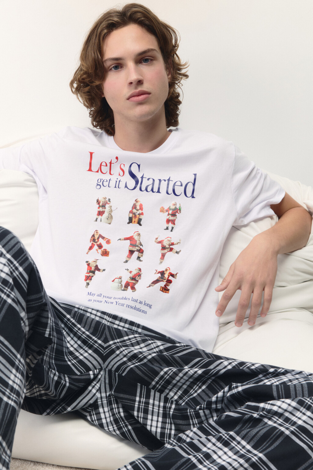 Футболка хлопковая с новогодним принтом - цвет мультиколор - 1