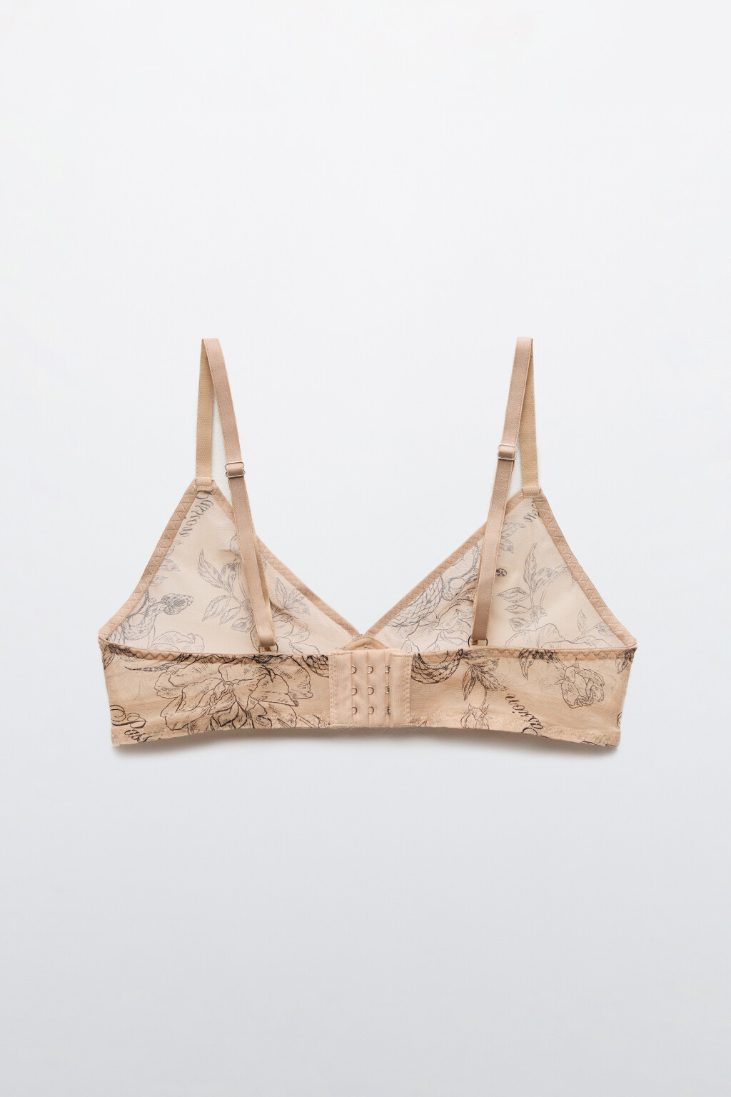 Бюстгальтер-бралетт из сетки с принтом - цвет бежевый - 5