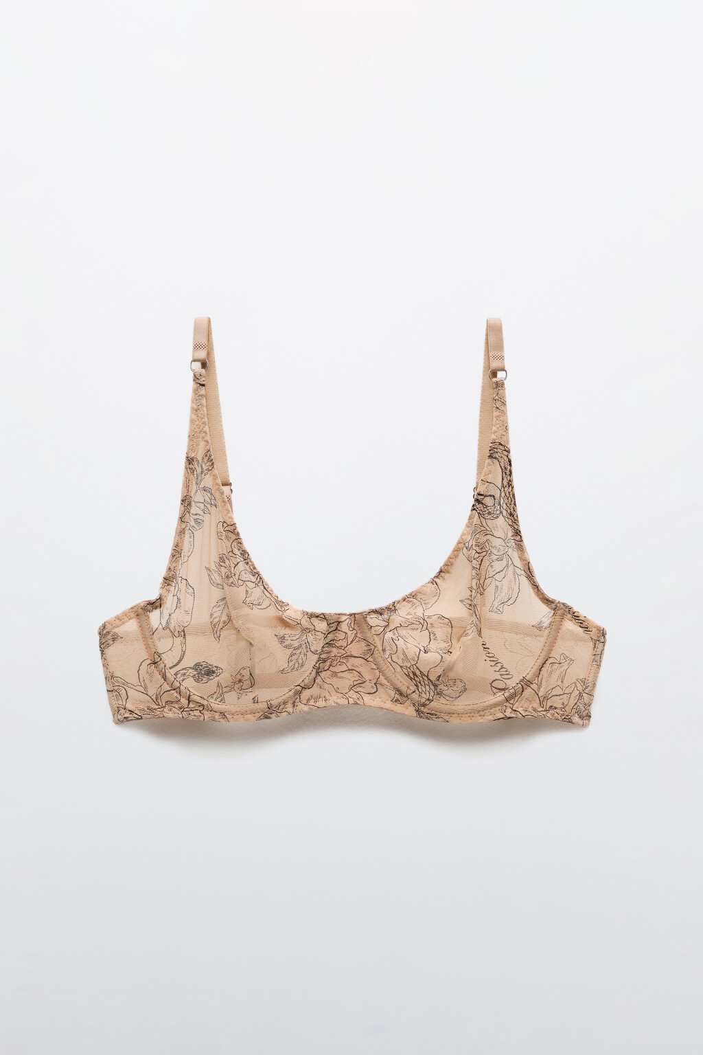 Бюстгальтер-бра из сетки с принтом - цвет бежевый - 5