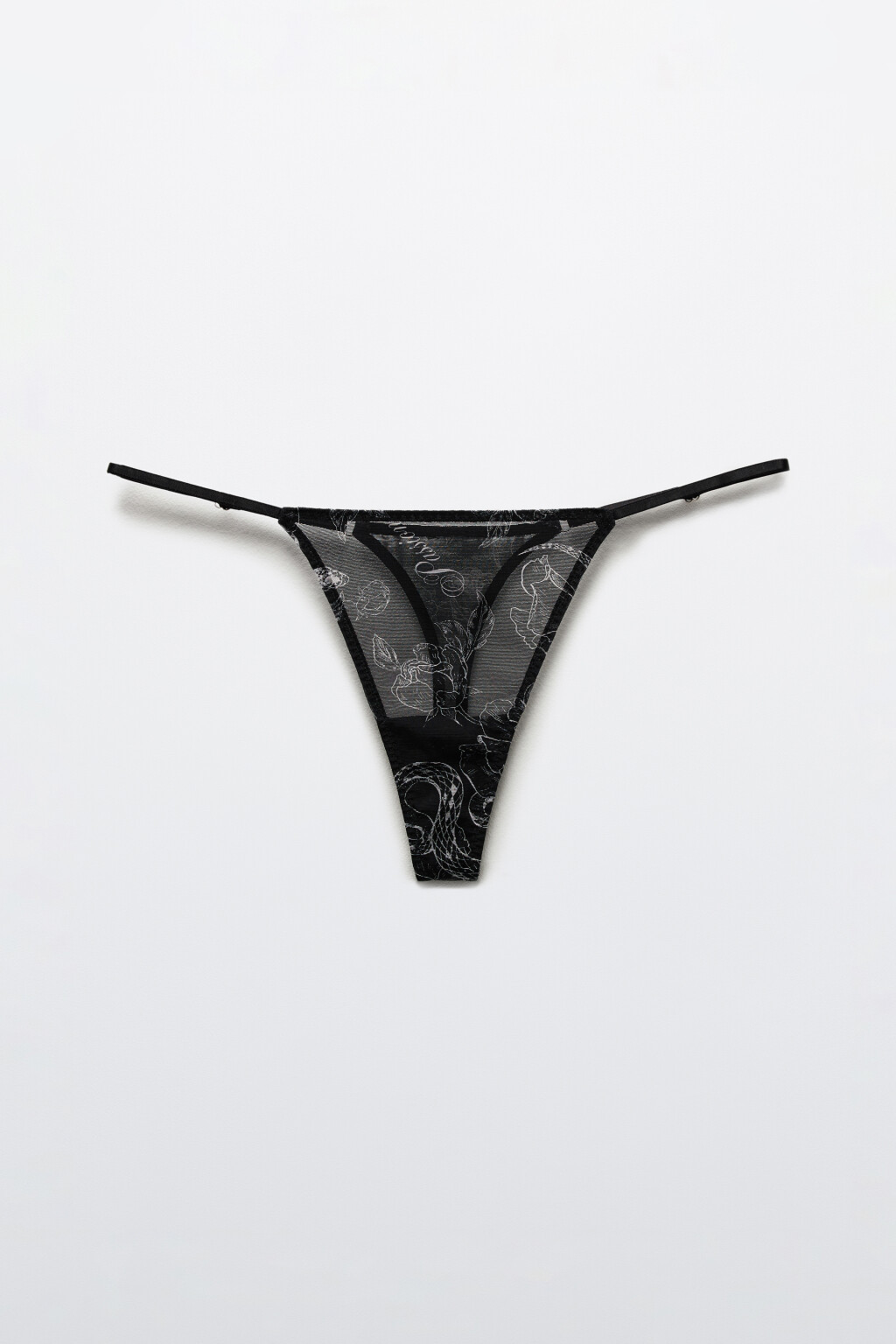 Трусы-стринги из сетки с принтом - цвет черный - 5