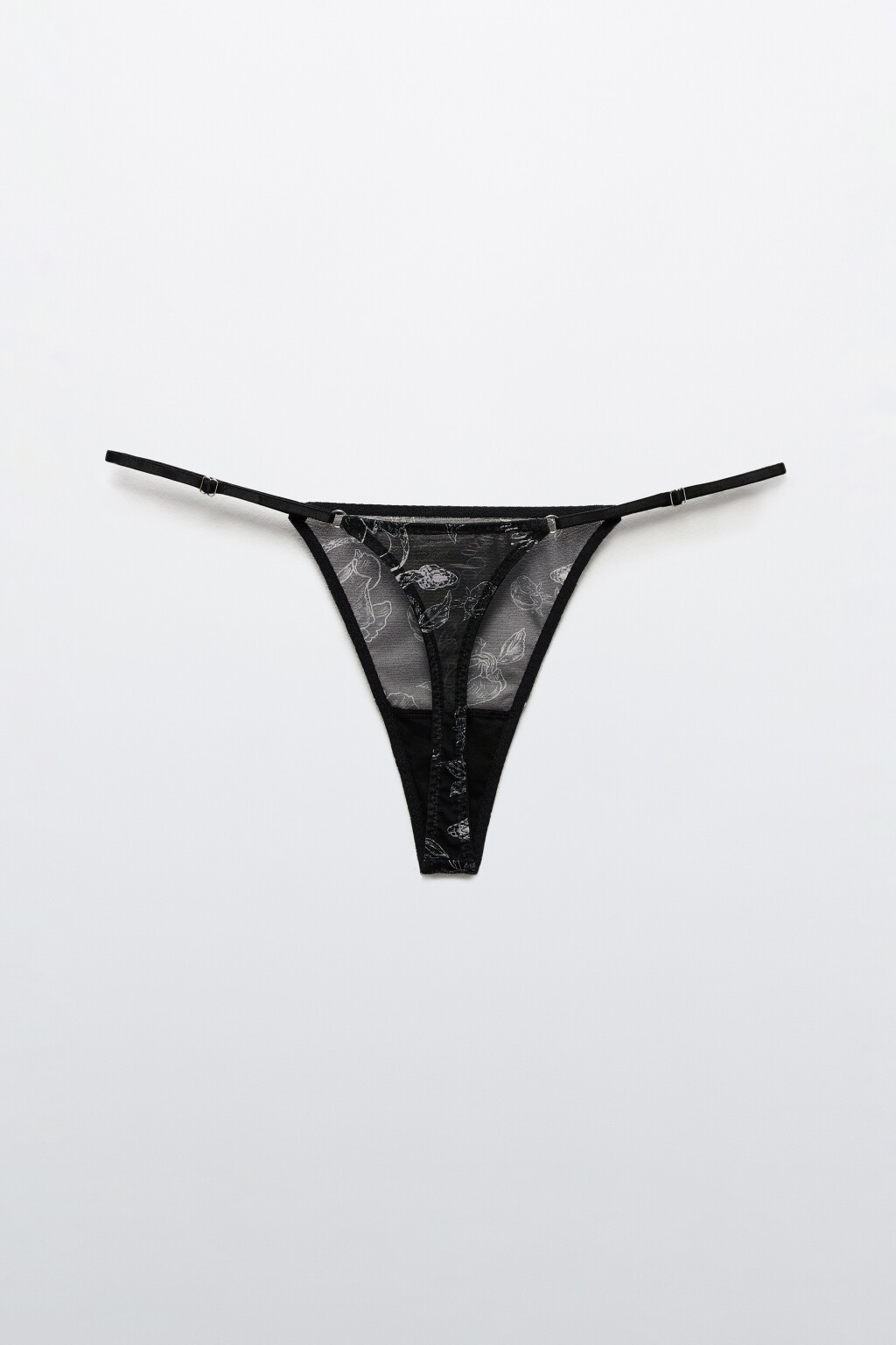 Трусы-стринги из сетки с принтом - цвет черный - 6