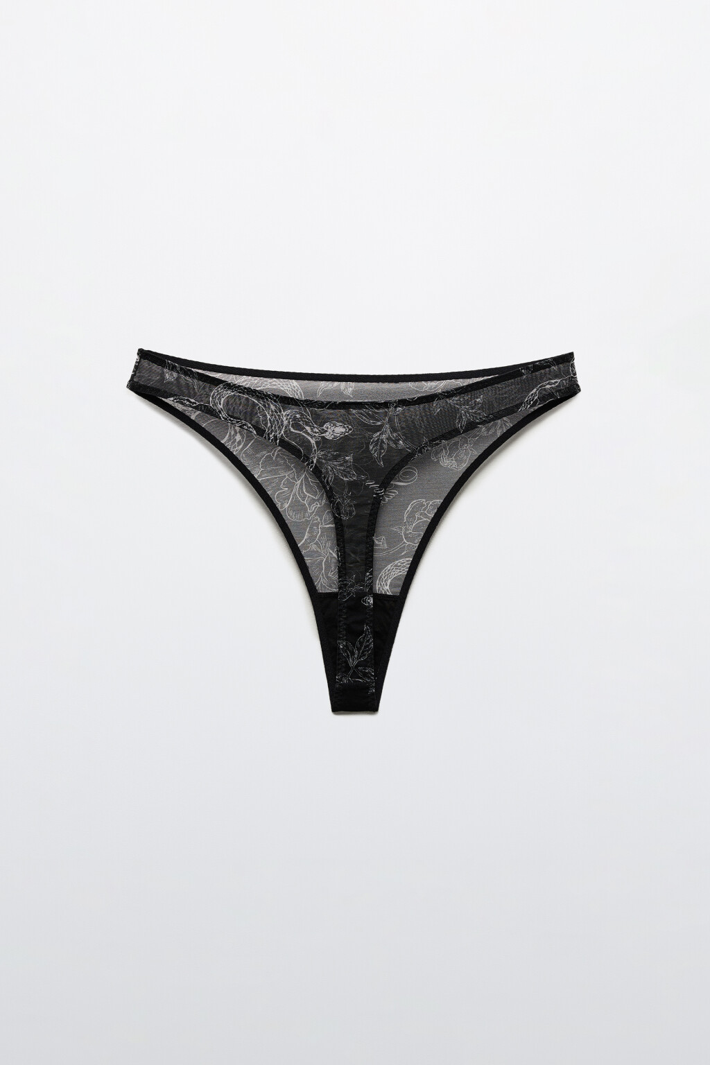 Трусы-стринги из сетки с принтом - цвет черный - 6