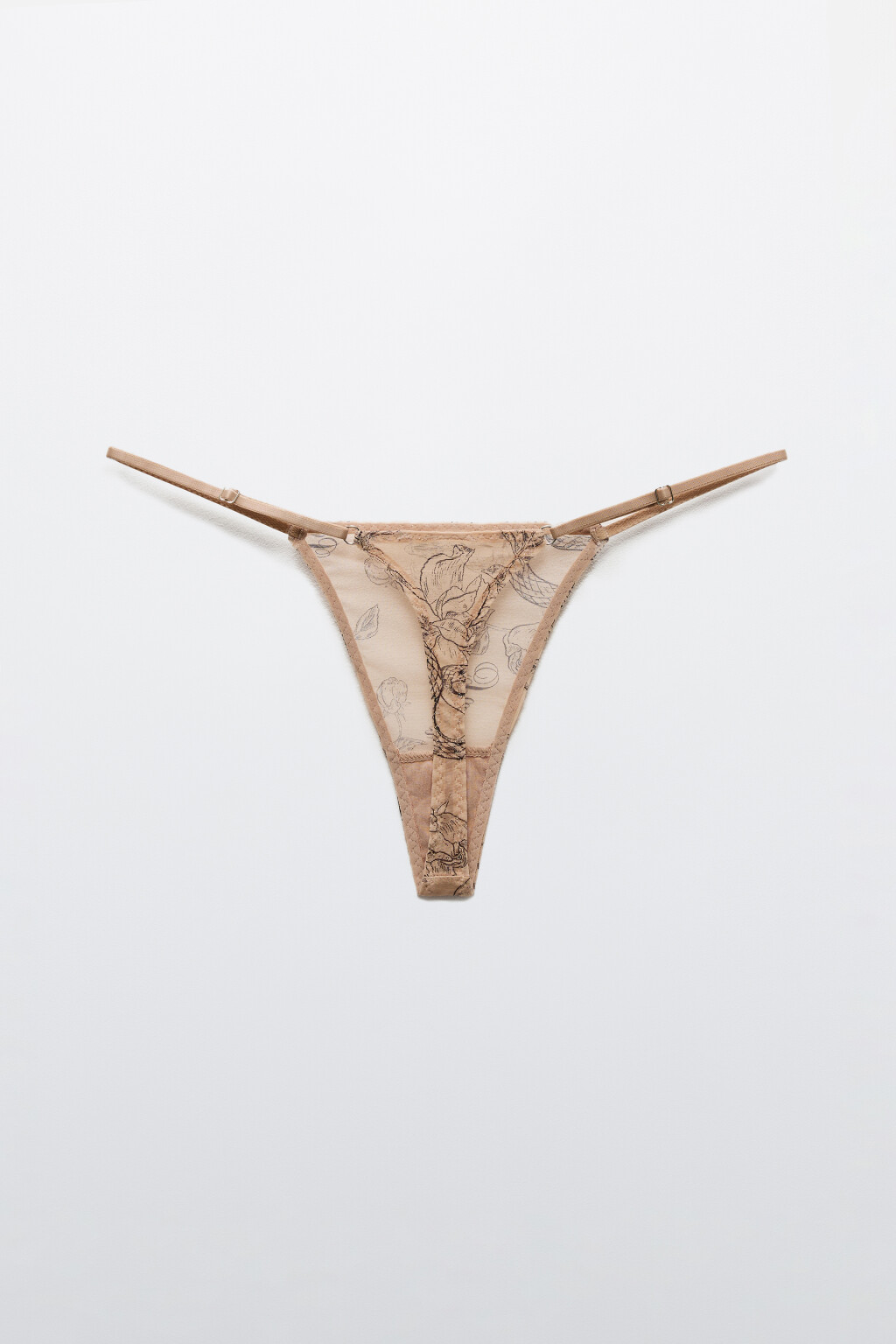 Трусы-стринги из сетки с принтом - цвет бежевый - 6