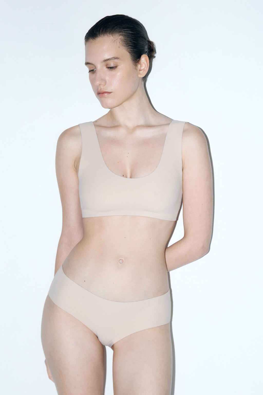 Трусы-слипы бесшовные со средней посадкой - цвет бежевый - 3