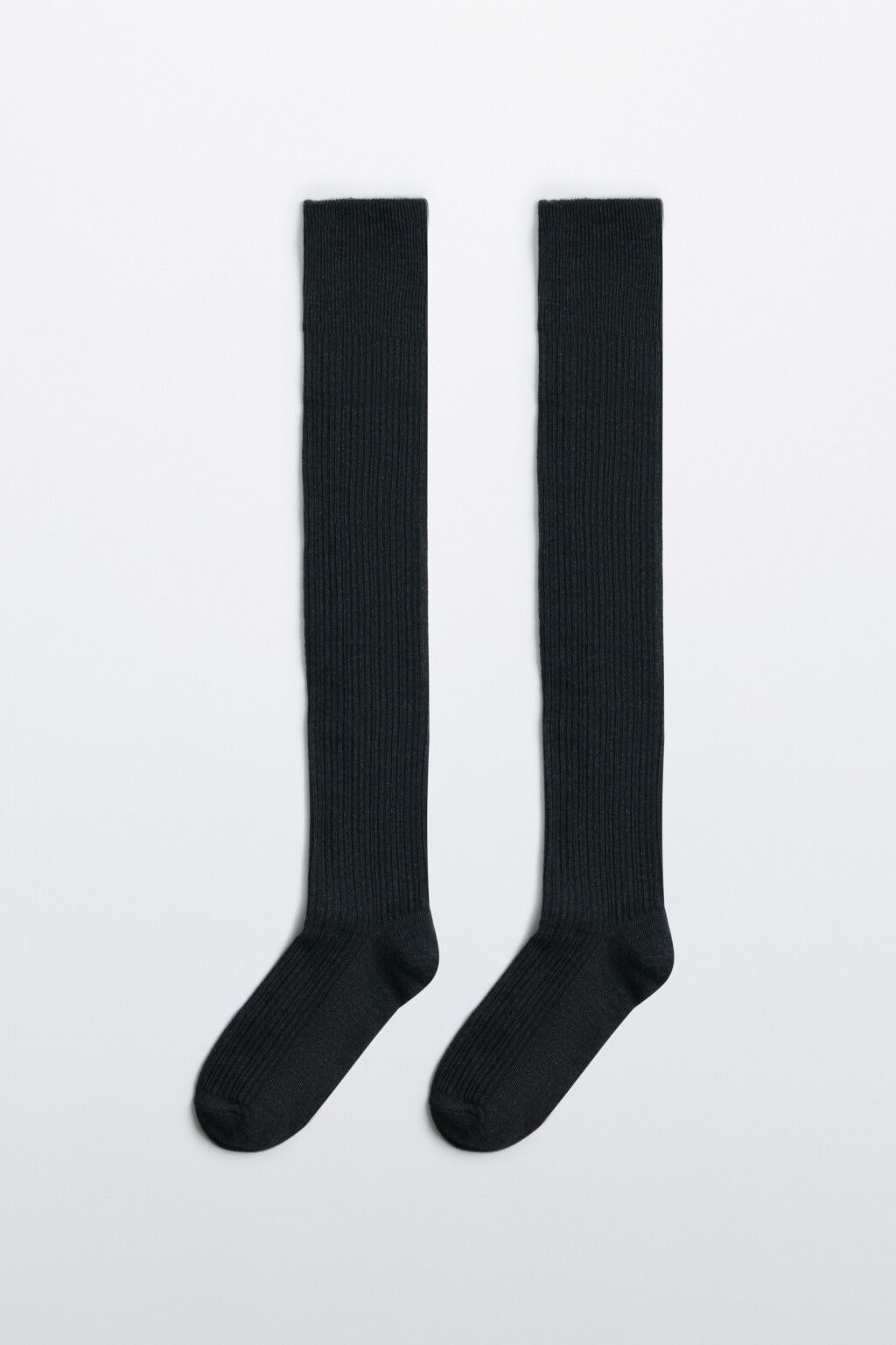 Гольфы высокие вязаные с шерстью и кашемиром - цвет серый - 1