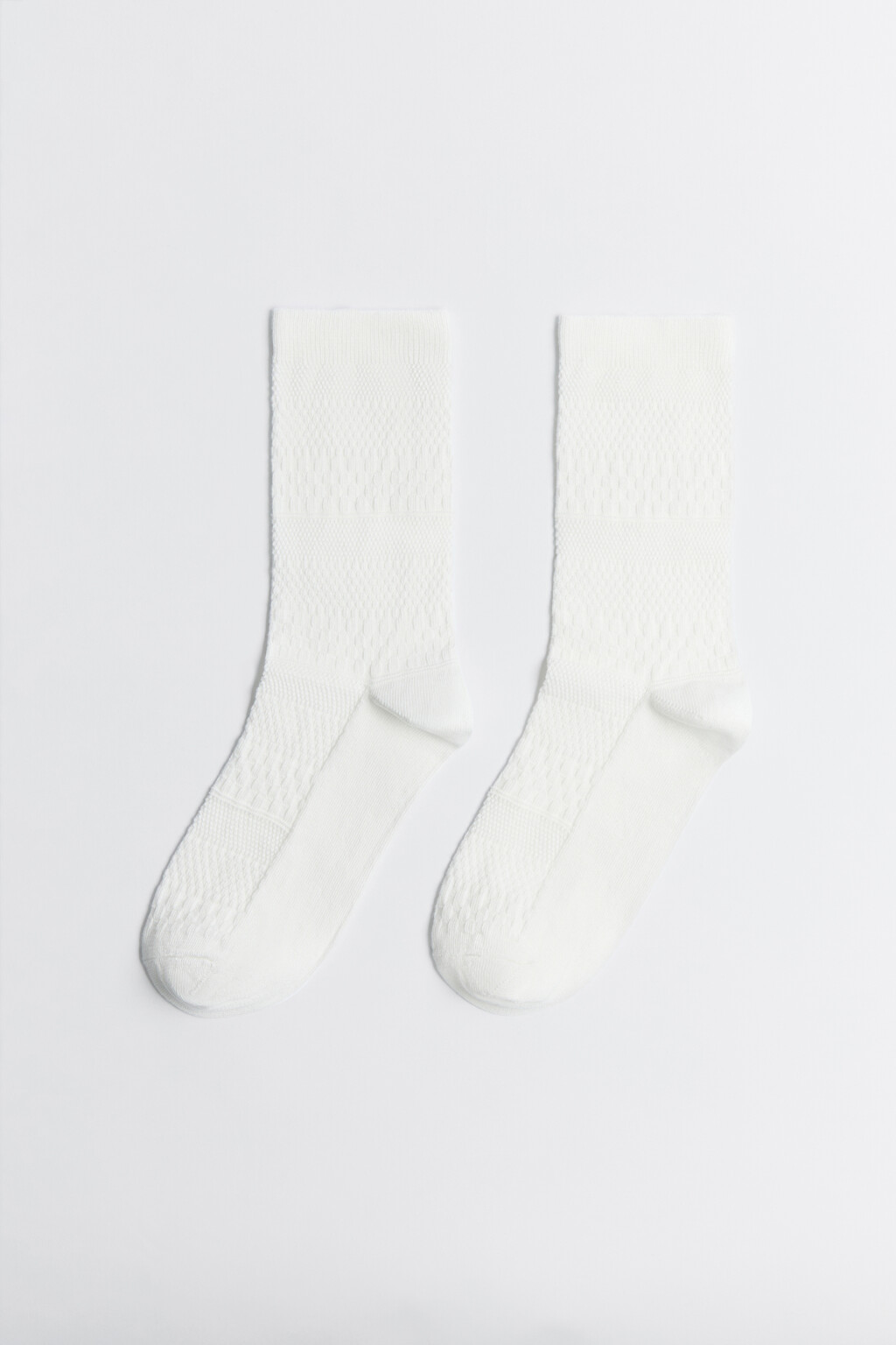 Носки высокие хлопковые с узором - цвет ванильный - 1