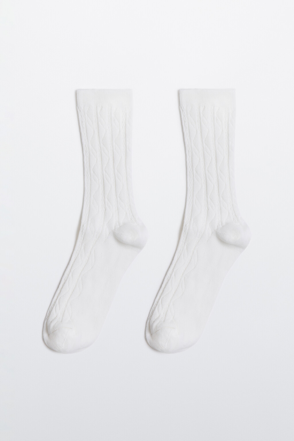 Носки высокие хлопковые с узором - цвет ванильный - 1