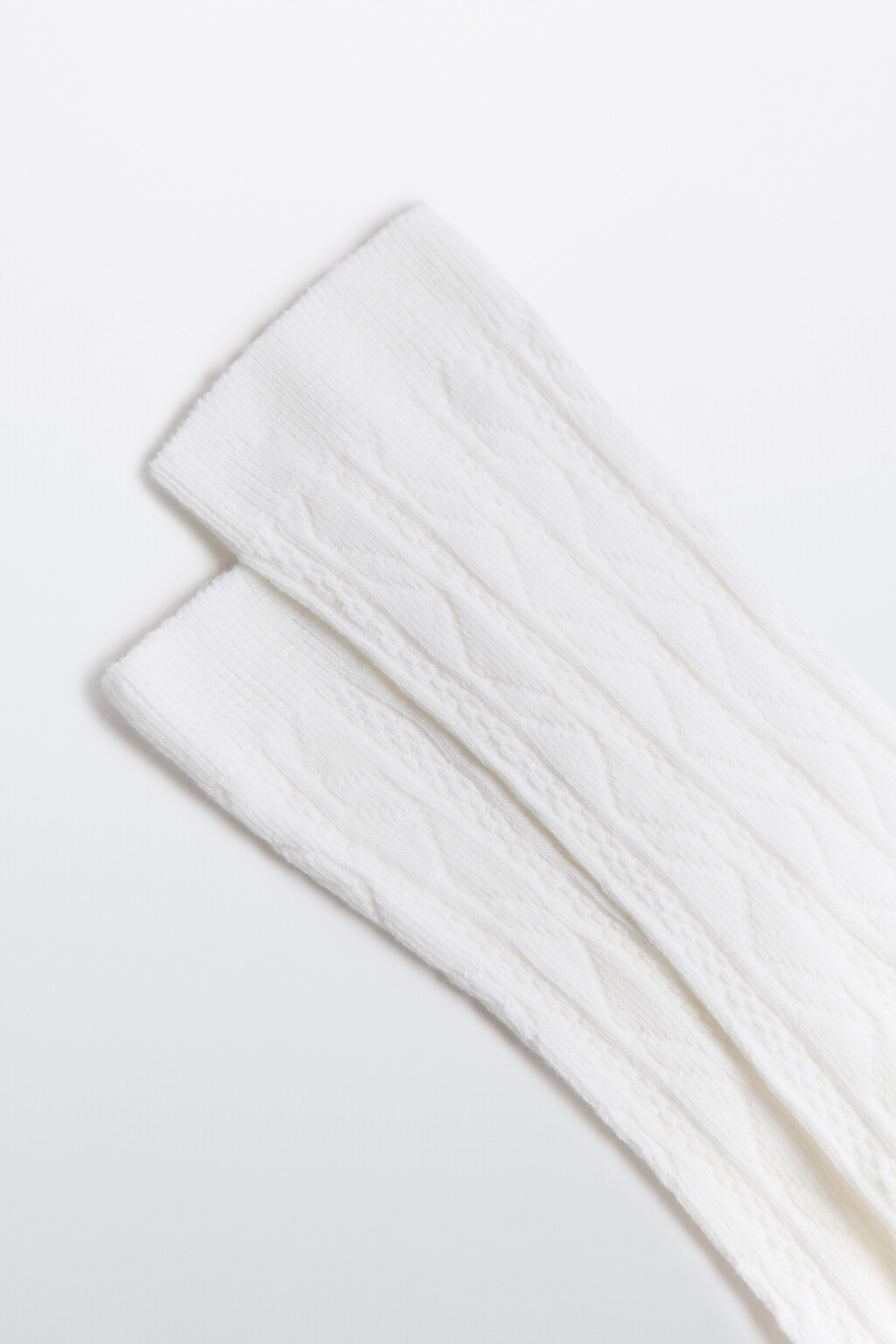 Носки высокие хлопковые с узором - цвет ванильный - 2