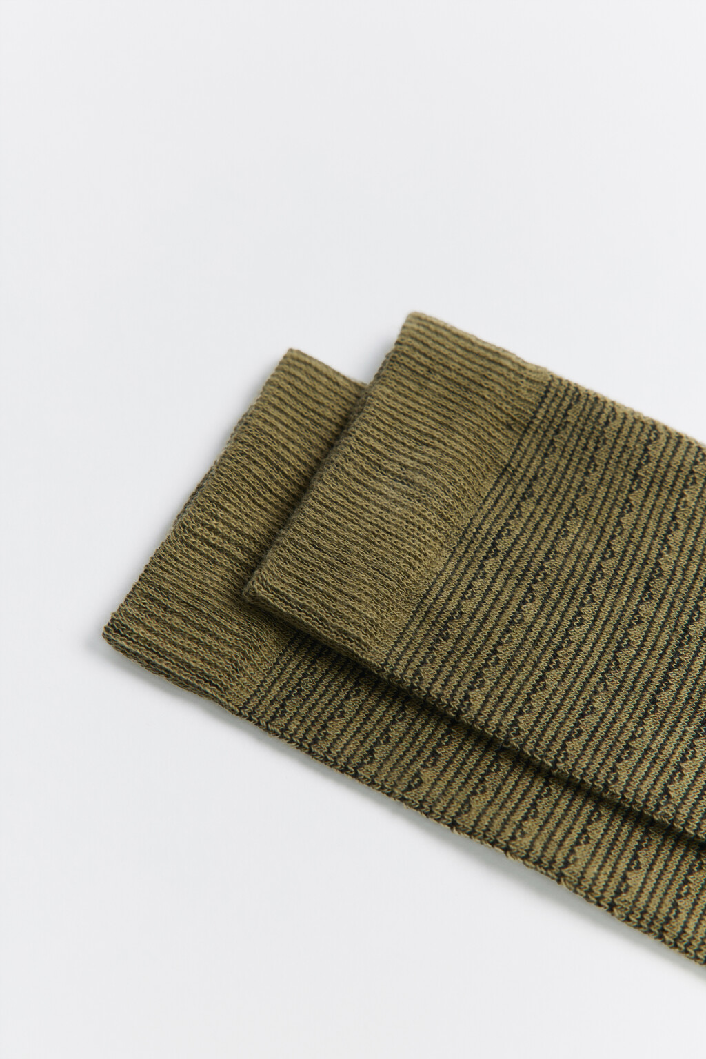 Носки высокие хлопковые с узором - цвет зеленый - 2