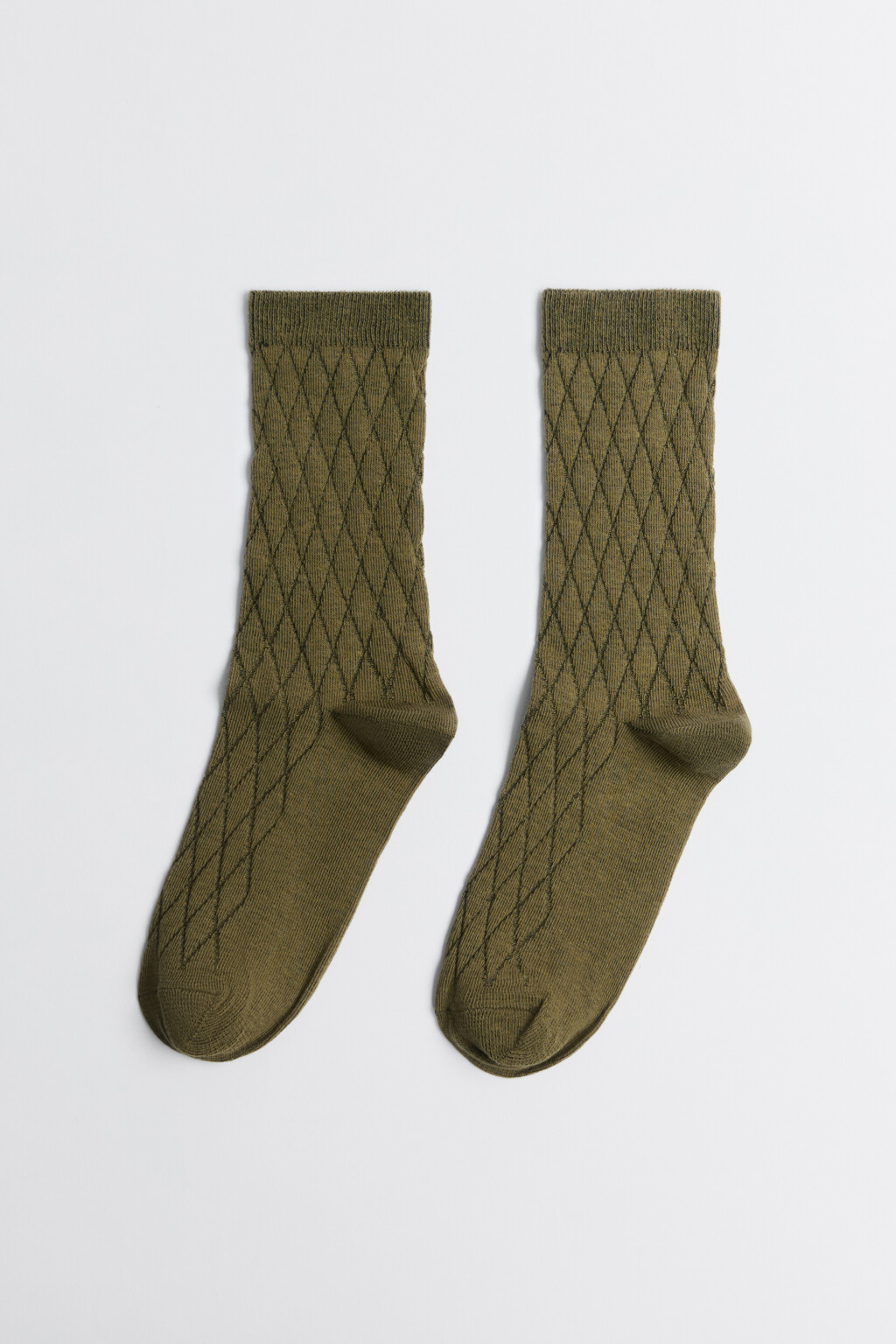 Носки высокие хлопковые с узором - цвет зеленый - 1
