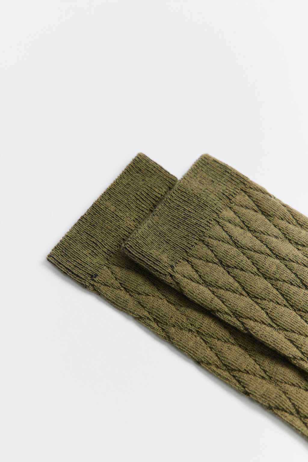 Носки высокие хлопковые с узором - цвет зеленый - 2