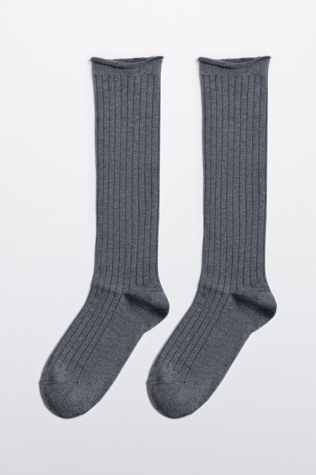 Гольфы до колена теплые с шерстью - цвет серый - 1