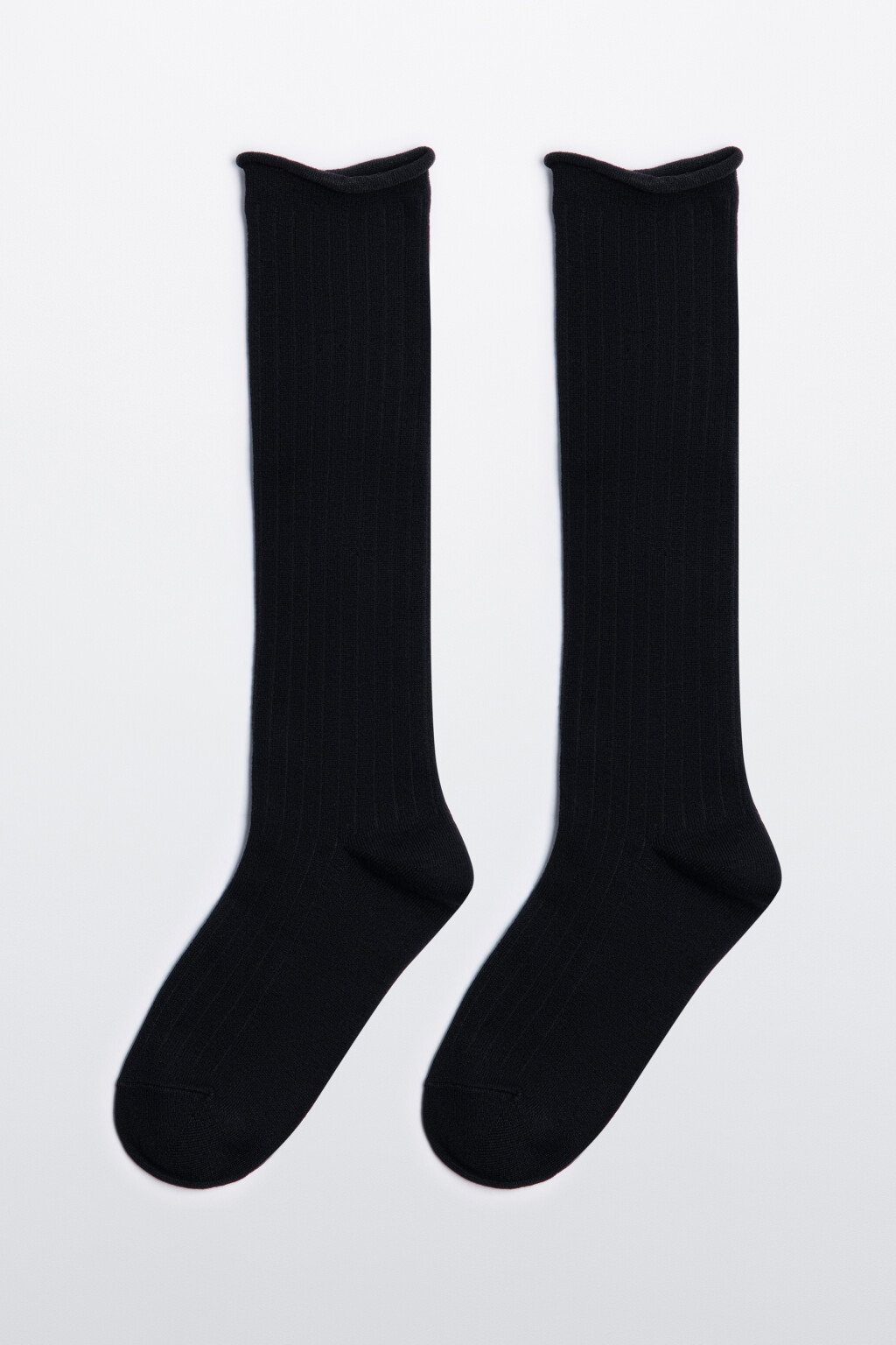 Гольфы до колена теплые с шерстью - цвет черный - 1