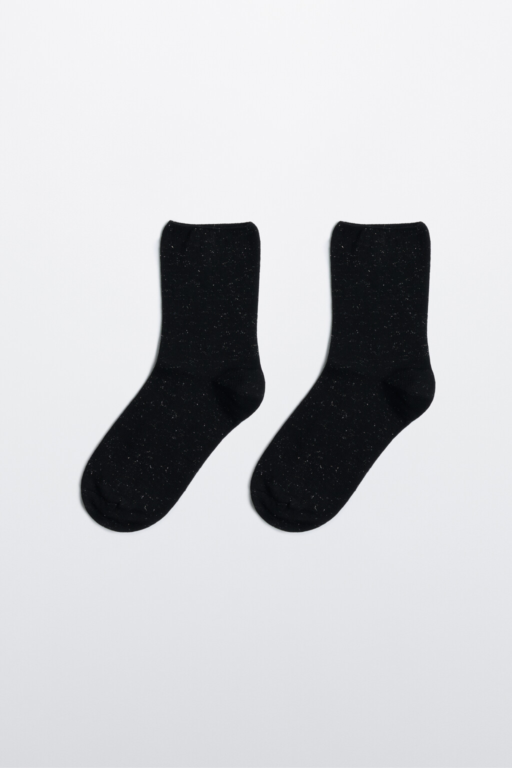 Носки короткие хлопковые с люрексом - цвет черный - 1