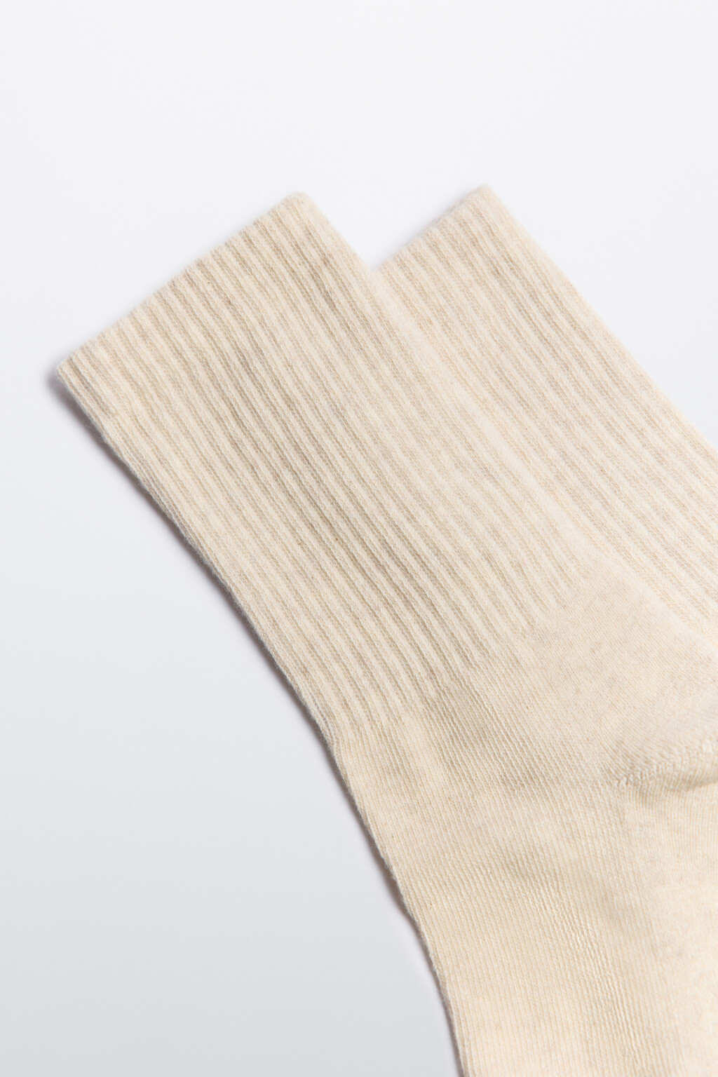 Носки высокие базовые в рубчик - цвет бежевый - 2