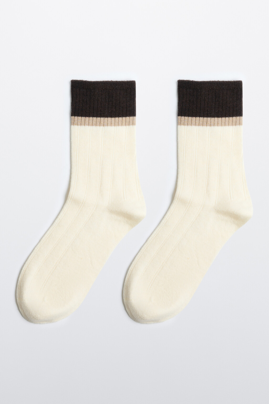 Носки теплые с шерстью мериноса - цвет ванильный - 1