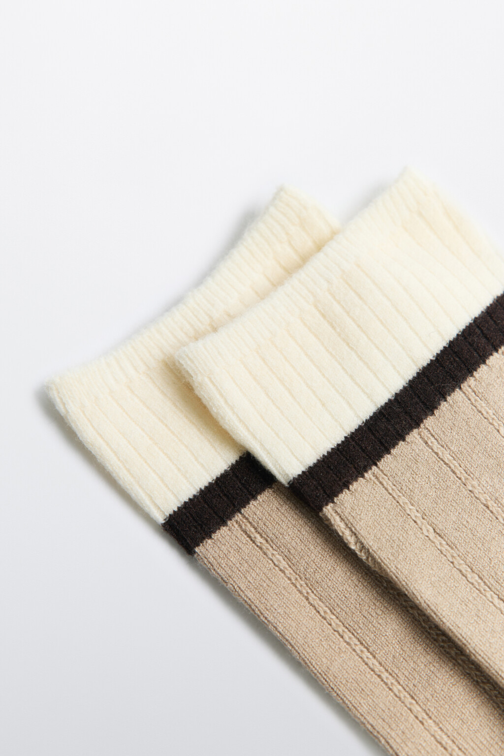 Носки теплые с шерстью мериноса - цвет бежевый - 2