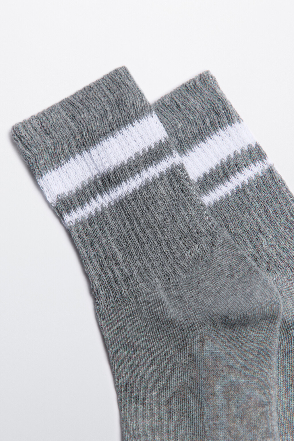 Носки высокие хлопковые с полосками - цвет серый - 2