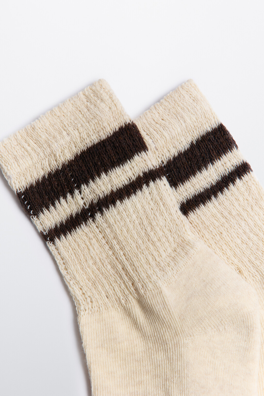 Носки высокие хлопковые с полосками - цвет бежевый - 2