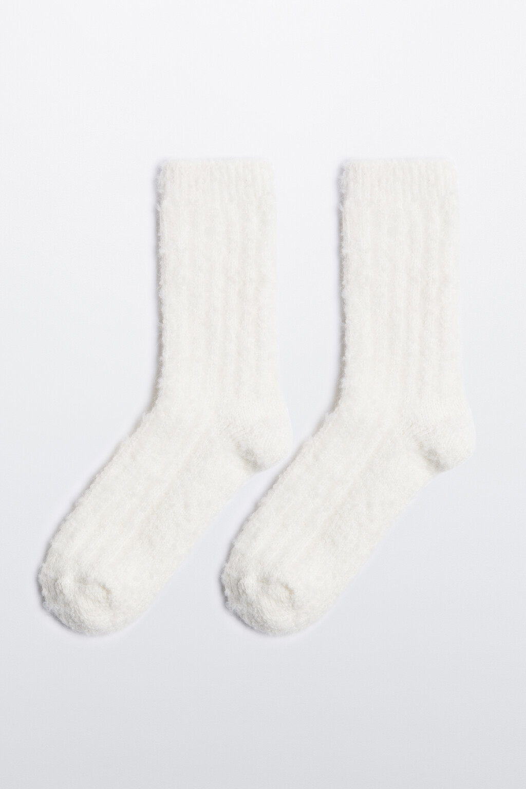 Носки высокие теплые с шерстью - цвет ванильный - 1