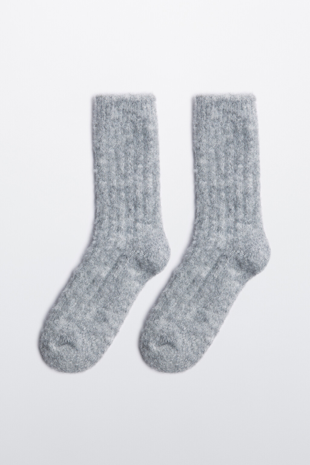 Носки высокие теплые с шерстью - цвет серый - 1