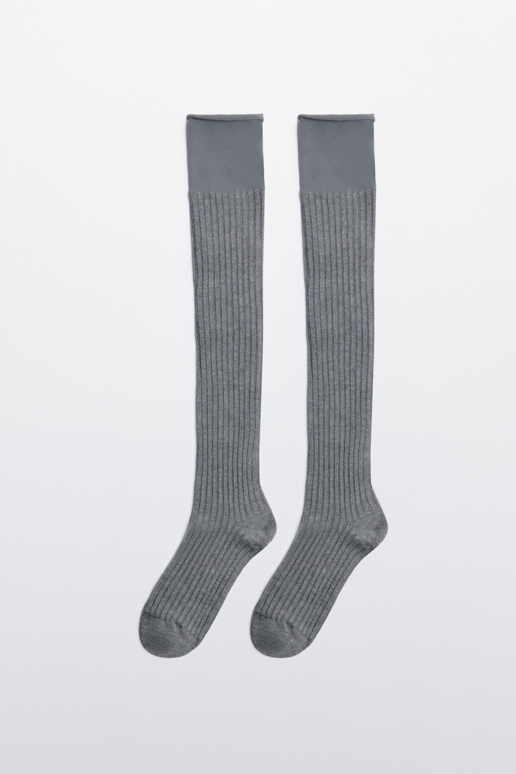 Гольфы с шерстью и имитацией второго слоя - цвет серый - 1