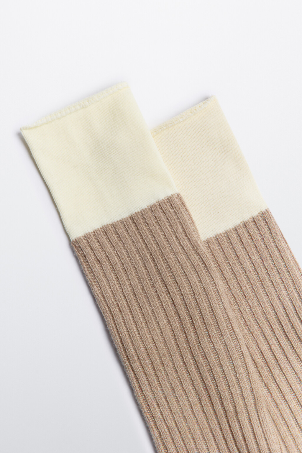 Гольфы с шерстью и имитацией второго слоя - цвет бежевый - 2