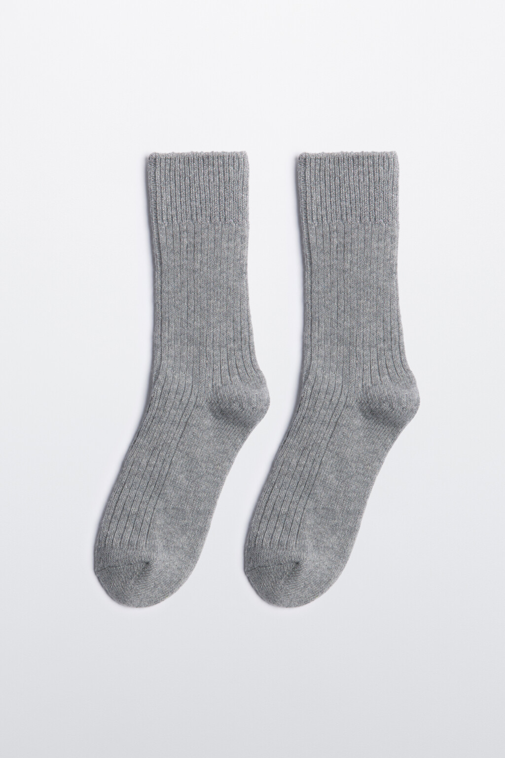Носки теплые с шерстью и люрексом - цвет серый - 1