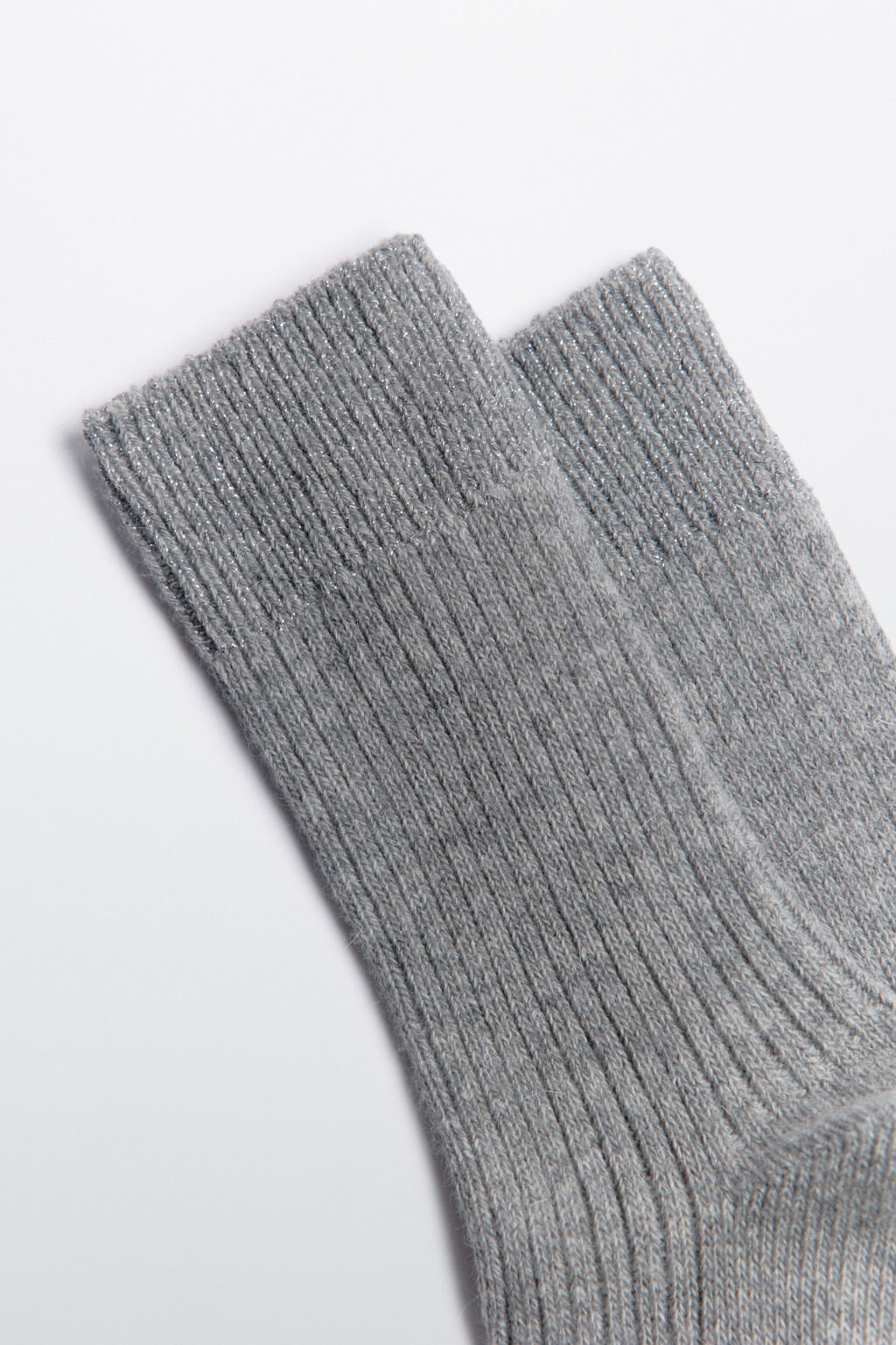 Носки теплые с шерстью и люрексом - цвет серый - 2
