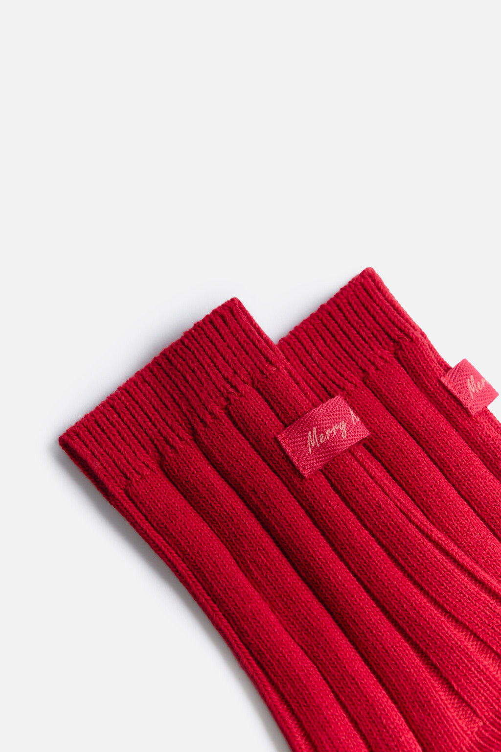 Носки в рубчик с ярлычком и надписью - цвет красный - 2