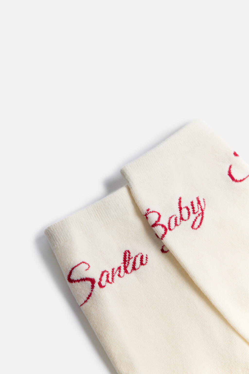 Носки высокие с рождественским принтом - цвет ванильный - 2