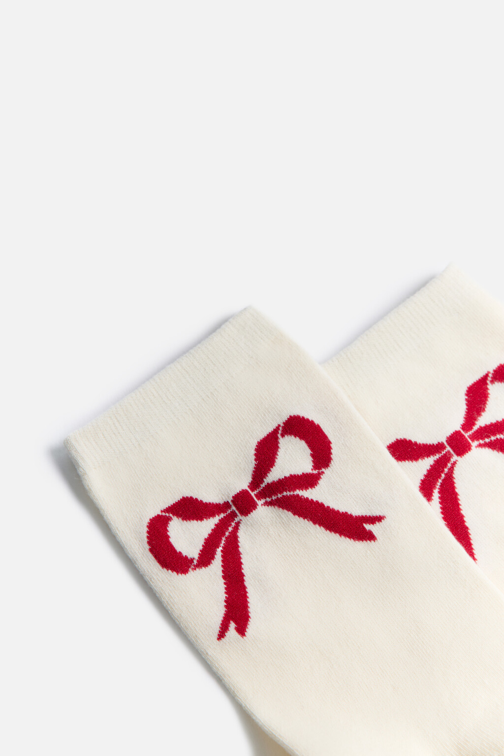 Носки высокие с принтом-бантиками - цвет ванильный - 2