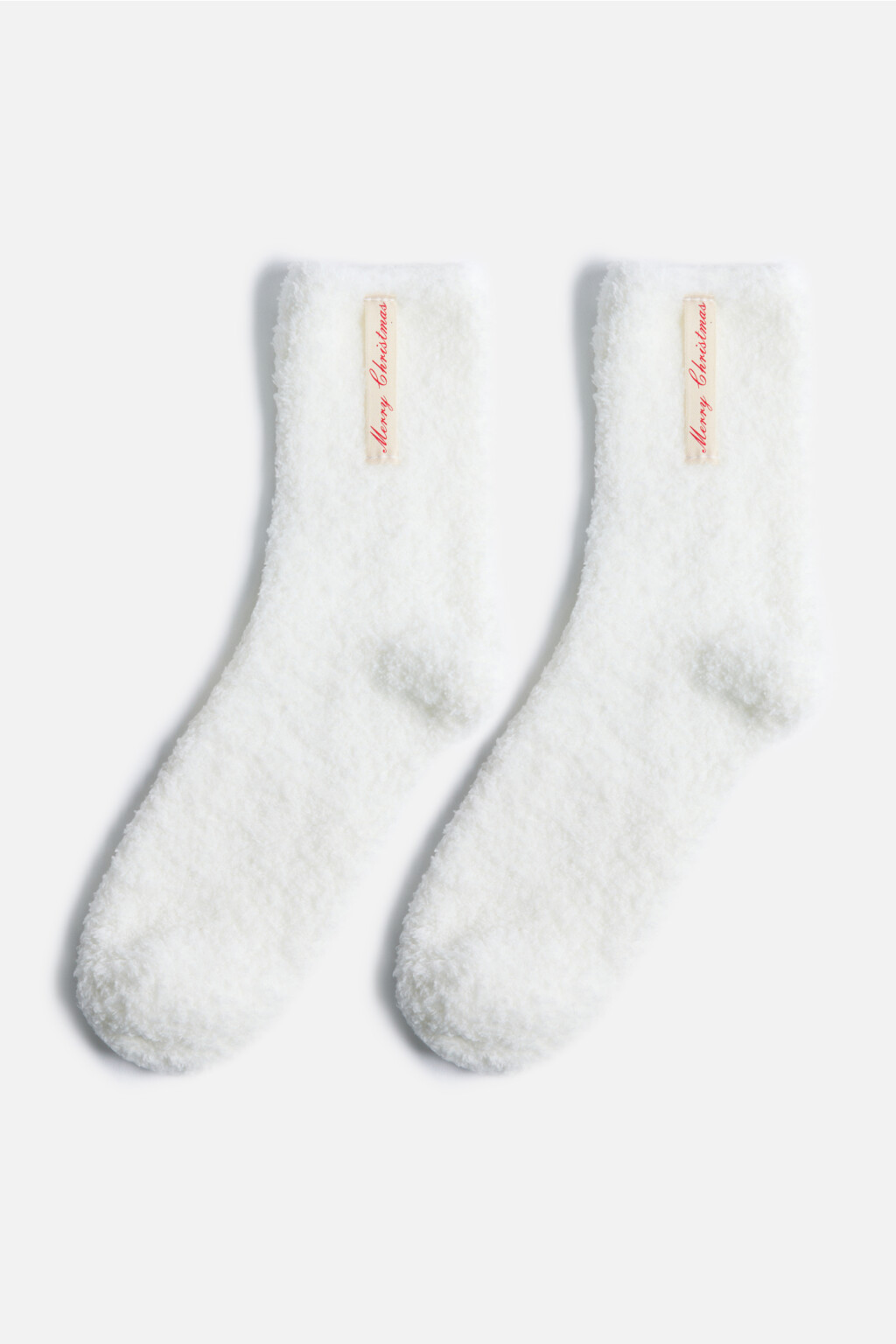 Носки теплые с рождественской надписью - цвет ванильный - 3