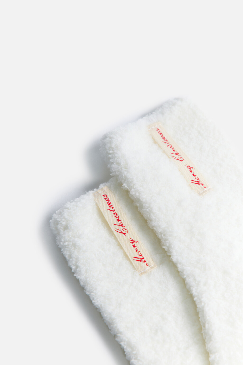 Носки теплые с рождественской надписью - цвет ванильный - 4