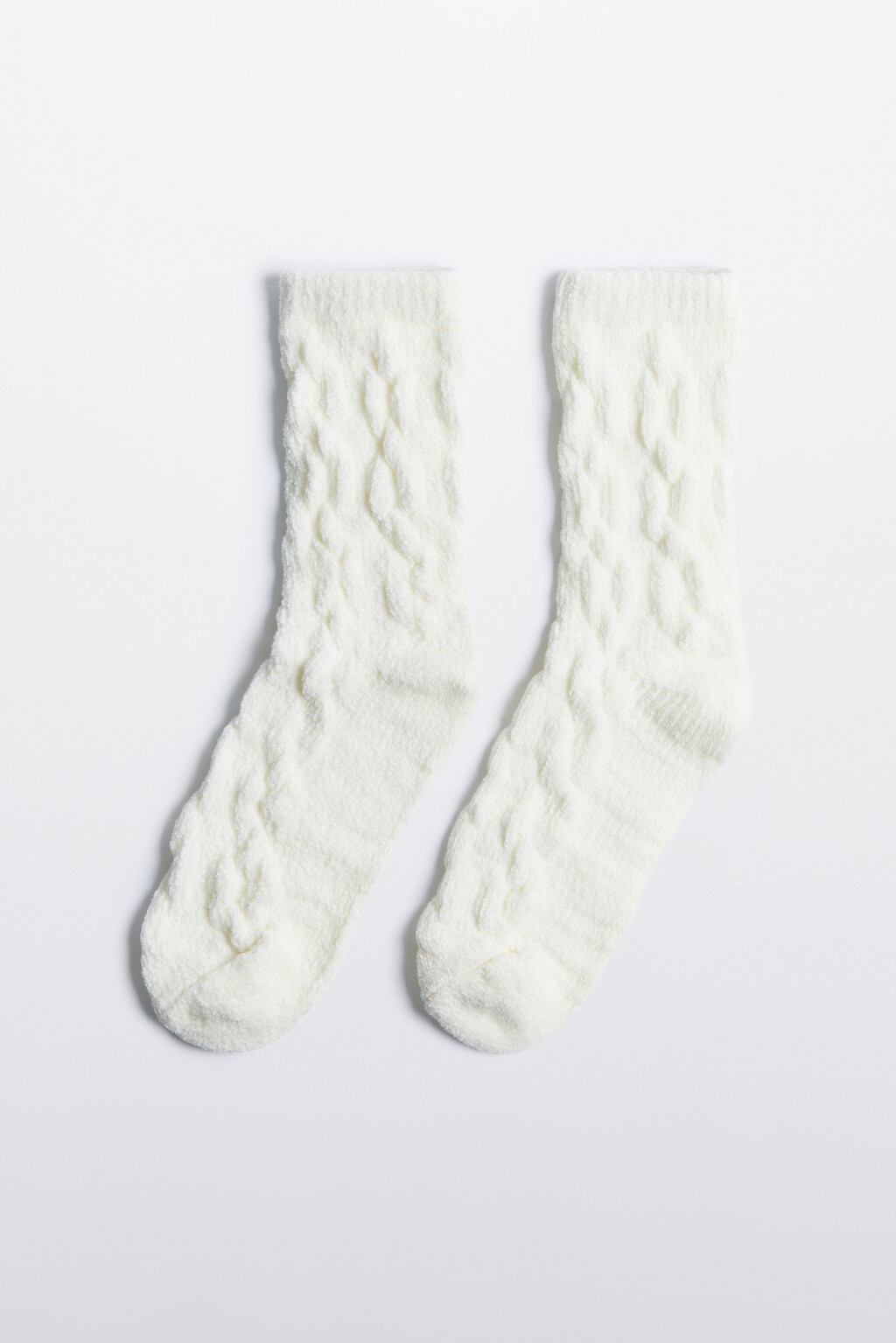 Носки теплые махровые с узором - цвет ванильный - 1