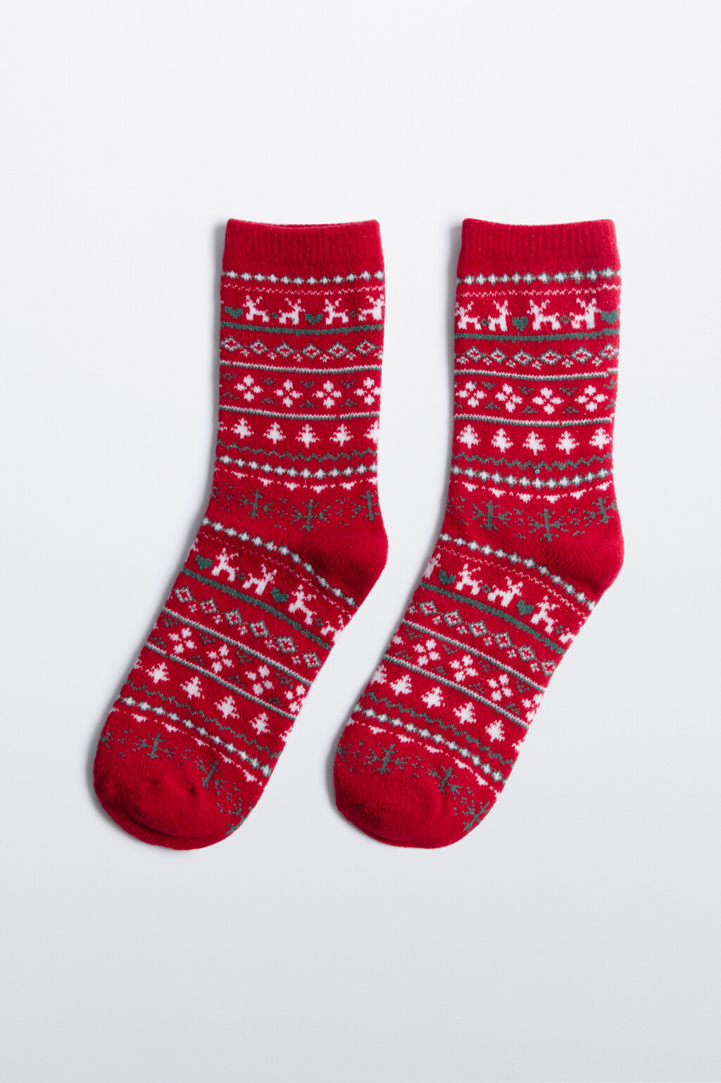 Носки теплые с рождественским принтом - цвет красный - 1