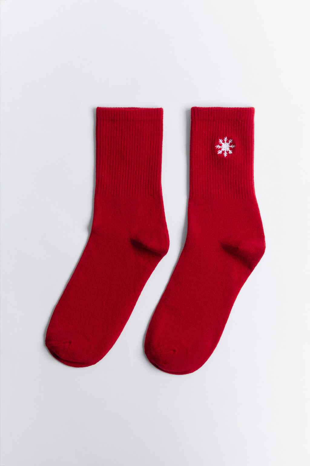 Носки высокие с рождественской вышивкой - цвет красный - 1