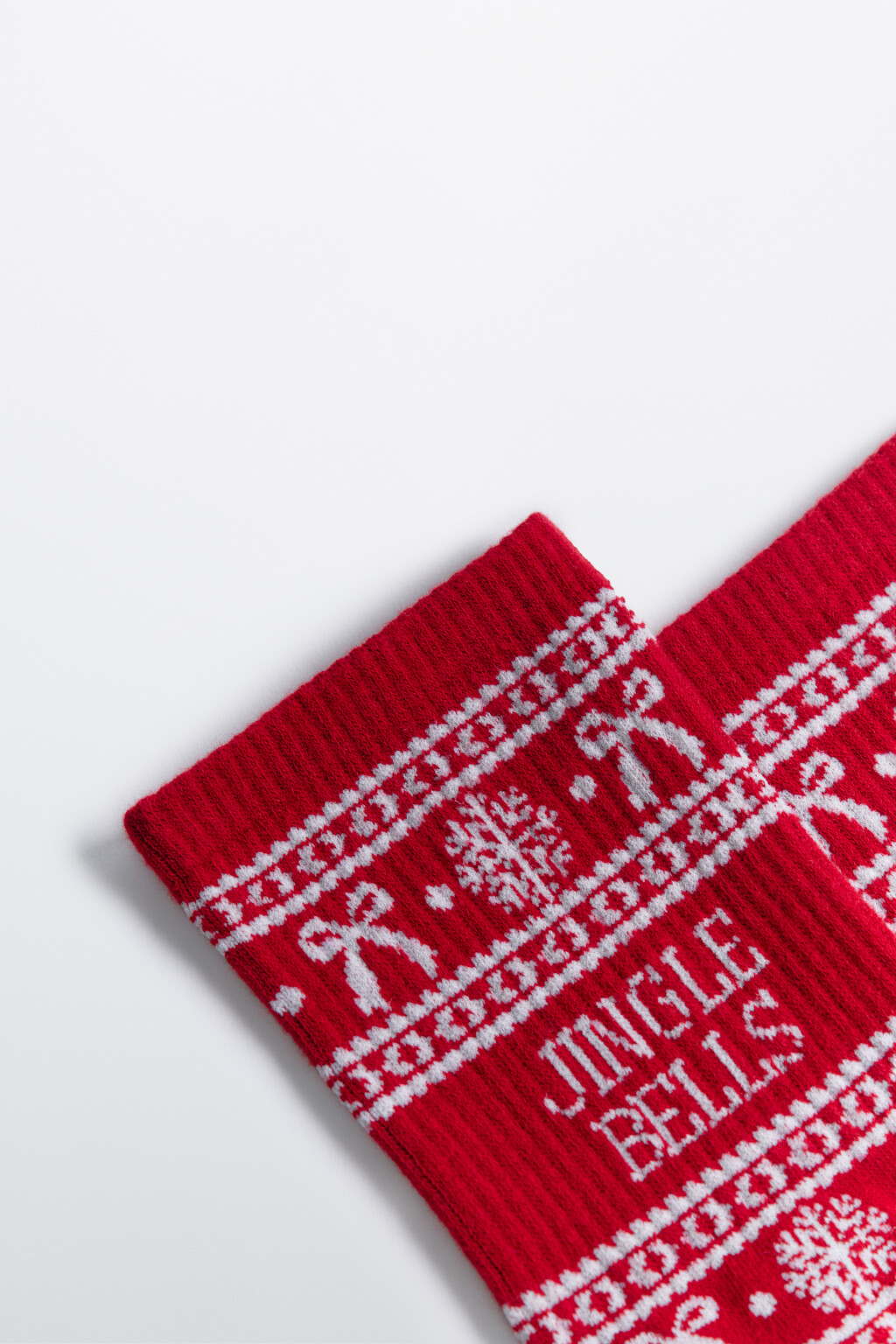 Носки высокие с рождественским принтом - цвет красный - 2