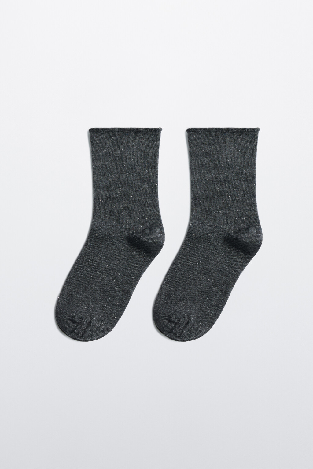 Носки короткие хлопковые с люрексом - цвет серый - 1