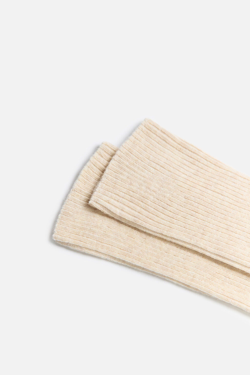 Носки высокие хлопковые в рубчик - цвет бежевый - 2