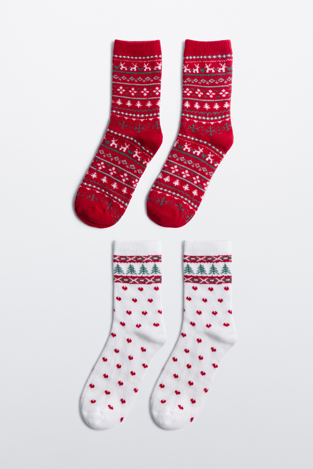 Набор носков с рождественским принтом (2 пары) - цвет ванильный - 1